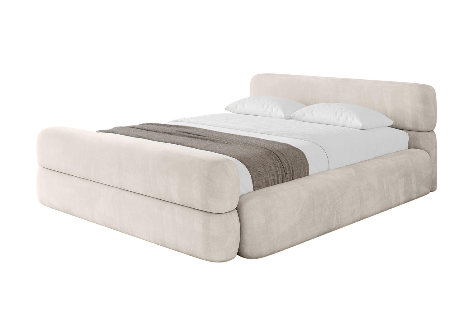 POLSTERBETT mit Bettkasten, Fußteil und Lattenrost, Boxbett mit Matratze H3/H4 - ENORA-Z-V1 120x200 Beige - Beige, Holzwerkstoff/Textil (120/200cm) - ALTDECOR