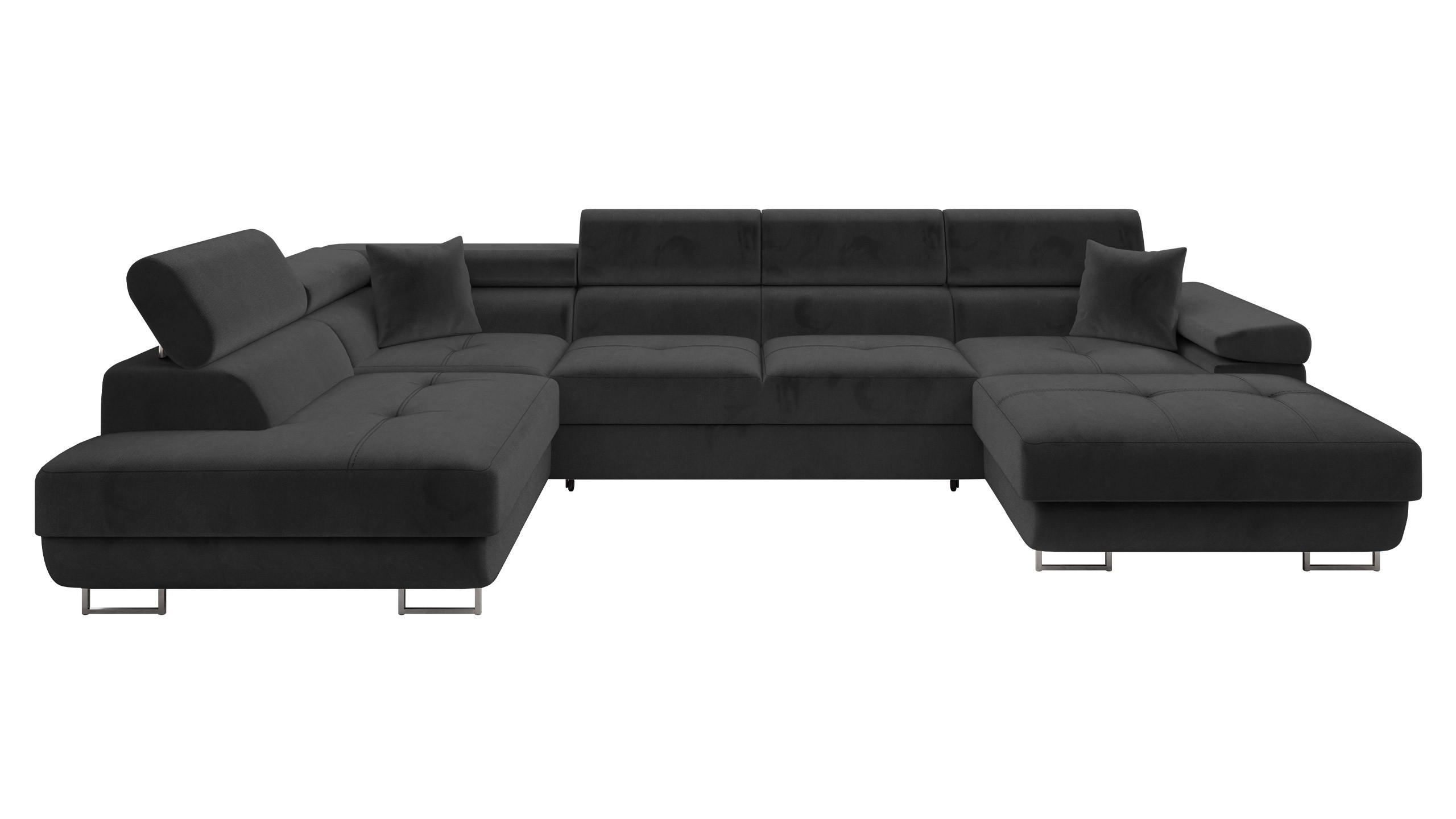 WOHNLANDSCHAFT Torezio Bis, Seite: Links - Schwarz, Holz/Textil (346/90/203cm) - MIRJAN24