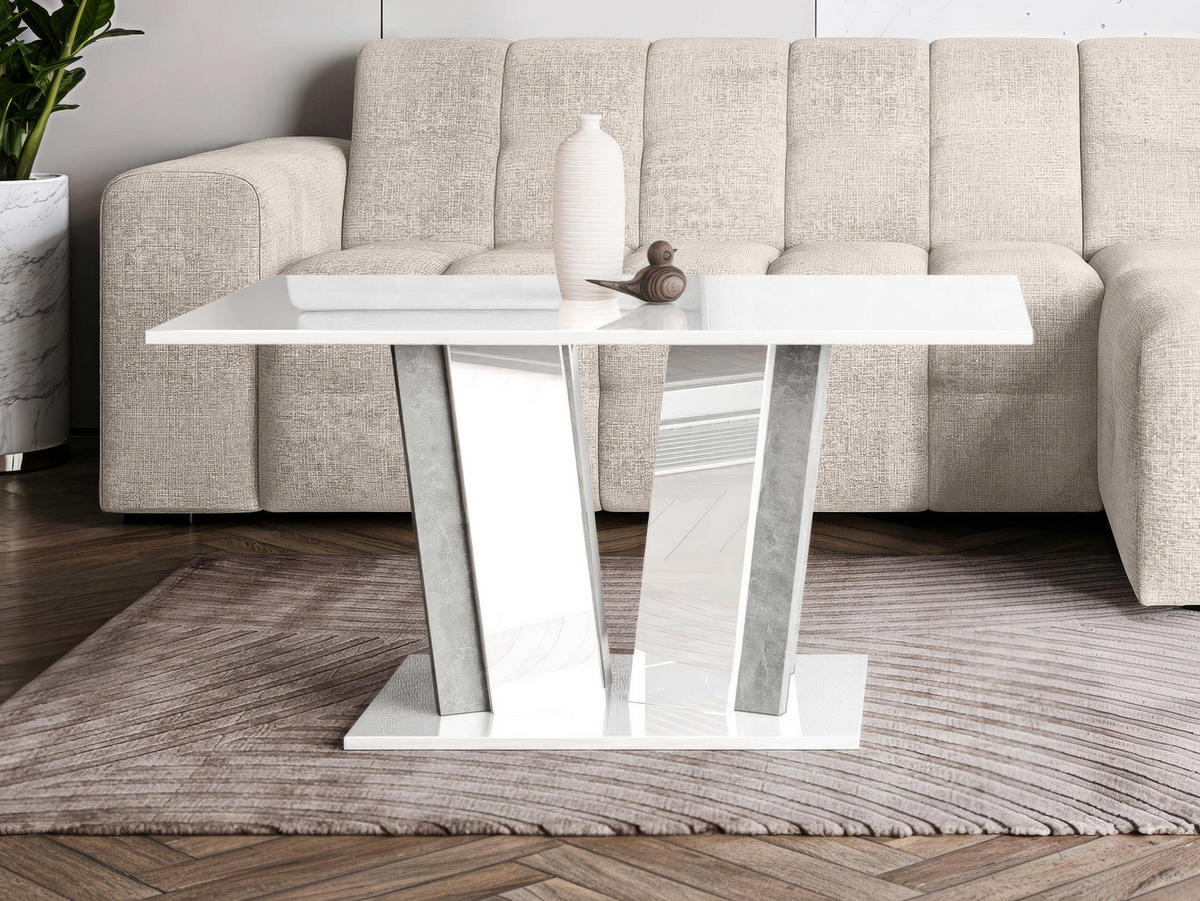 COUCHTISCH Doha II - Weiß Hochglanz/Grau, Holzwerkstoff (60/100/55cm) - MIRJAN24