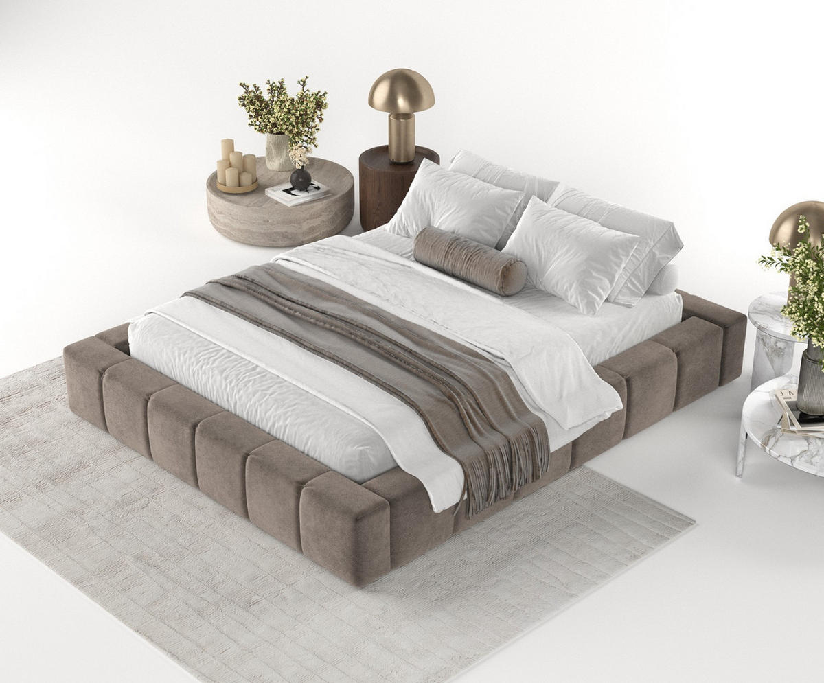 POLSTERBETT Kea mit Stauraum 200/200 cm Braun im Terra NW Stoff - Schwarz/Naturfarben, Holz/Holzwerkstoff (200/200cm) - AltaBeds