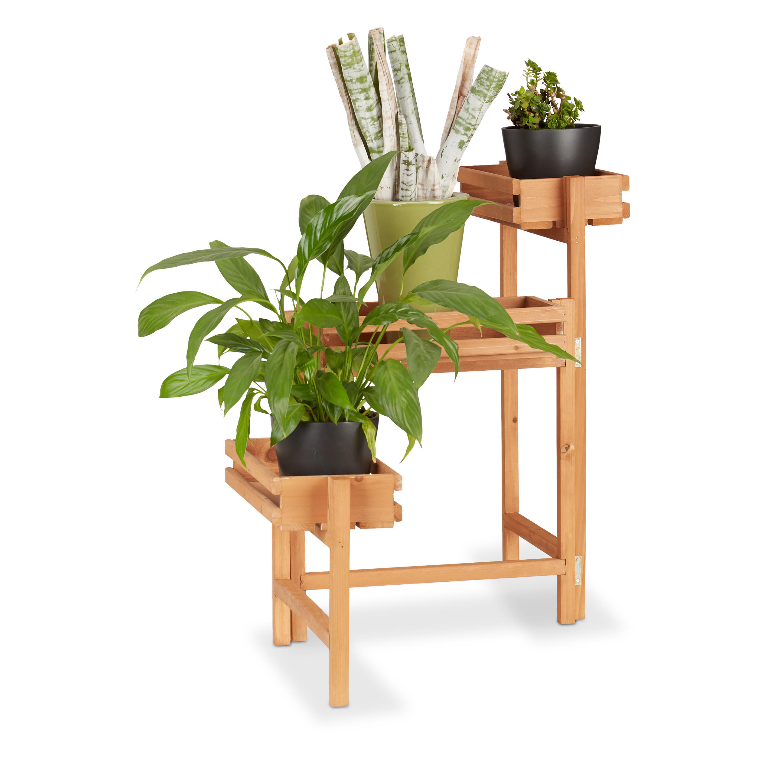 BLUMENTREPPE - Hellbraun, Holz (78/57/56.5cm) - Relaxdays