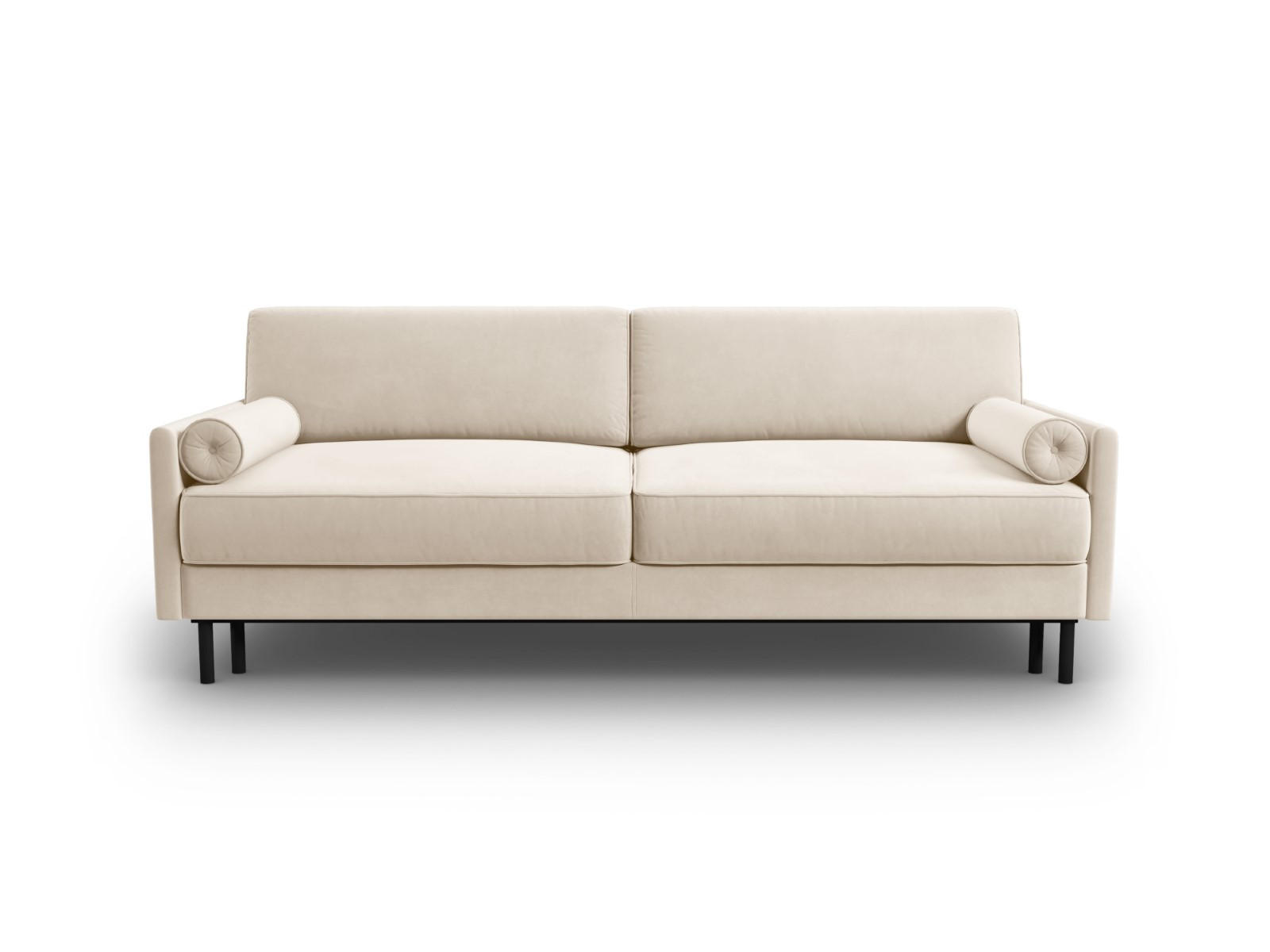 AUSKLAPPBARES-SOFA mit Bettkasten Scott aus Samt leichtes beige 3 Sitzplätze - Beige, Textil (97/87/212cm) - Micadoni