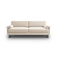 AUSKLAPPBARES-SOFA mit Bettkasten Scott aus Samt leichtes beige 3 Sitzplätze - Beige, Textil (97/87/212cm) - Micadoni