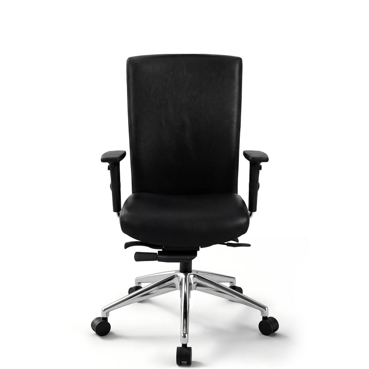 BÜROSTUHL Terox Echtleder Schwarz - ergonomisch, 150 kg belastbar, Sitzhöhe 54-66cm - Schwarz, Leder/Kunststoff (65/106/60cm) - Versee