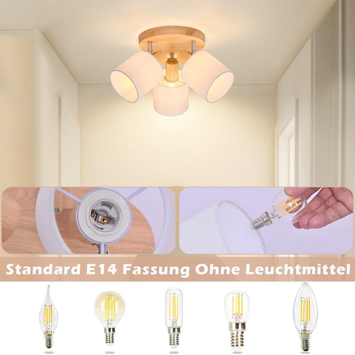 STRAHLER Kaiserslautern 3-flammig 20/20/21 cm - Braun, Textil (20/20/21cm) - Nettlife