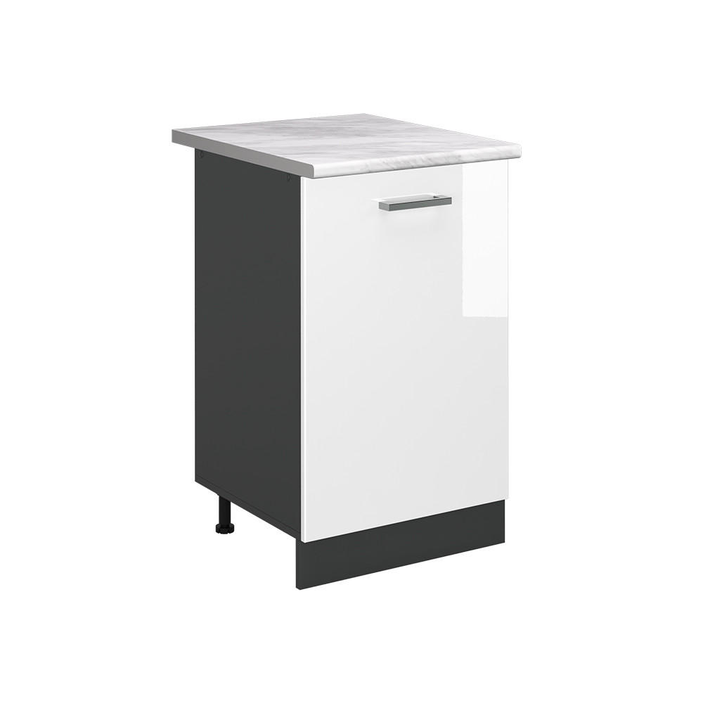Vicco SPODNÍ SKŘÍŇKA KUCHYŇSKÉ LINKY R-Line, Bílá vysoký lesk/Antracit, 50 cm pracovná doska Mramor