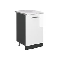 DULAP DE BAZĂ DE BUCĂTĂRIE R-Line, Alb lucios ridicat/antracit, 50 cm стільниця Мармур - alb lucios/antracit, compozit lemnos (50/81.6/60cm) - Vicco