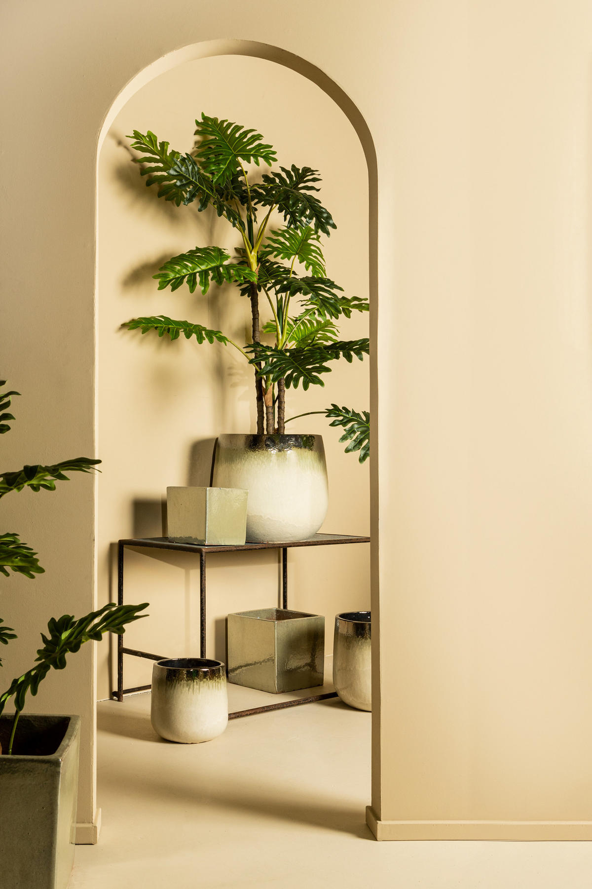 TOPF Oliver Beige 49/49/44cm 3er-Set - Beige, Keramik (44cm) - PTMD Collection