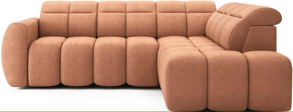 ECKSOFA mit elektrischem Sitzvorschub, Bettkasten und verstellbare Kopflehnen - Kupferfarben, Naturmaterialien/Textil (208/258cm) - Eltap