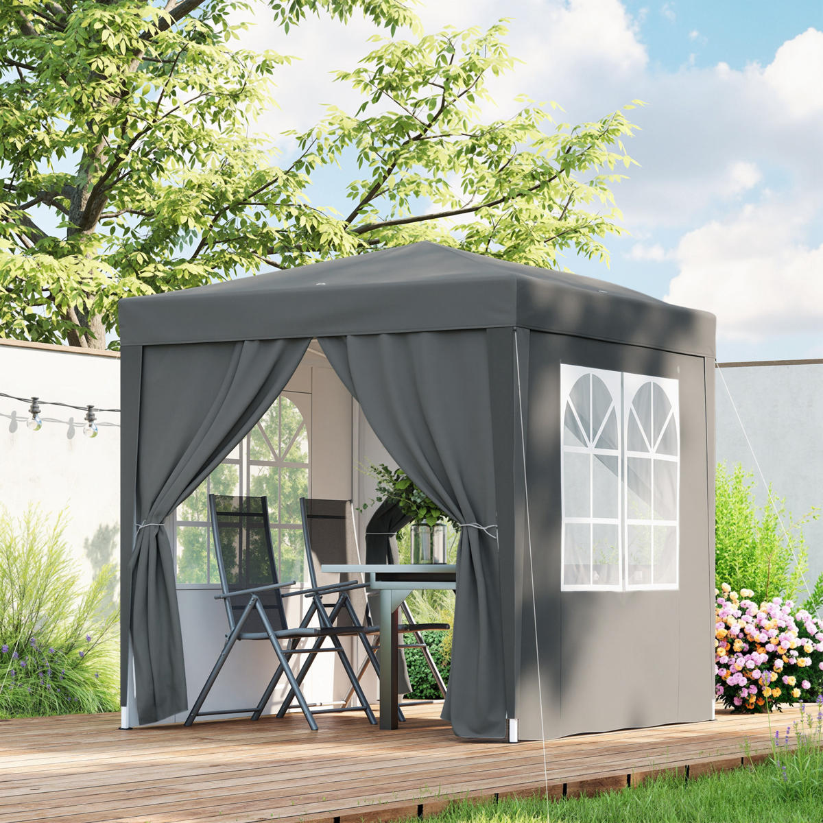 PAVILLON DE-13998 Pop-up 2/2 m, höhenverstellbar, UV-Schutz Grau - Grau, Metall (200/240/200cm) - ComfortXL