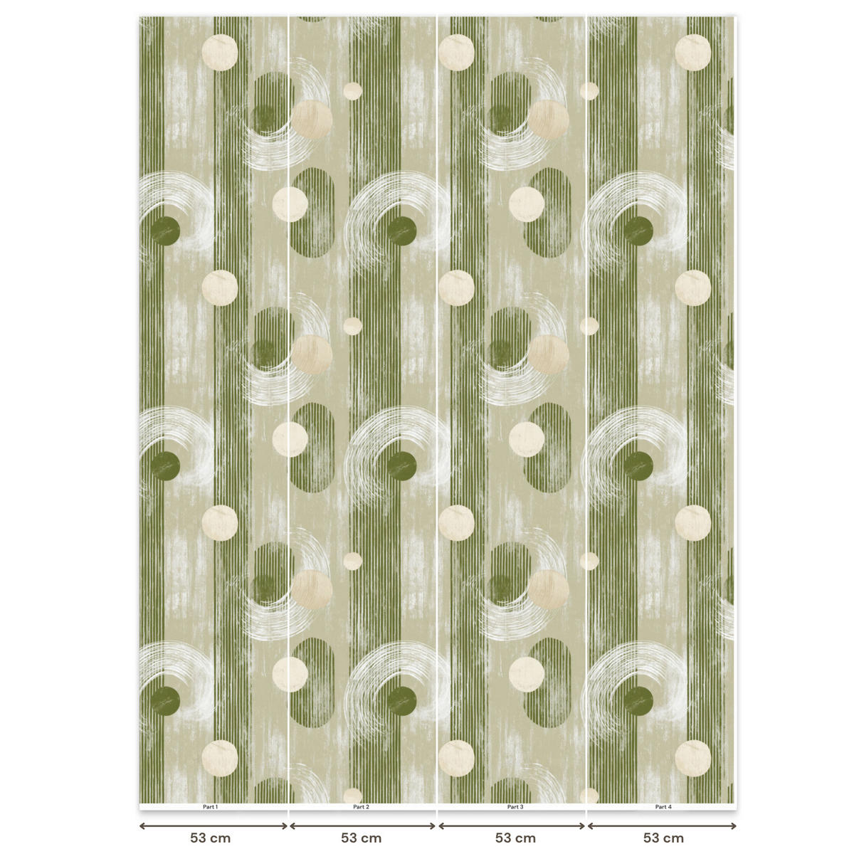 TAPETE - Künstlerisch - Modern - Grün - 220x300 cm - Olivgrün, Papier (220/300cm) - OnlyWow