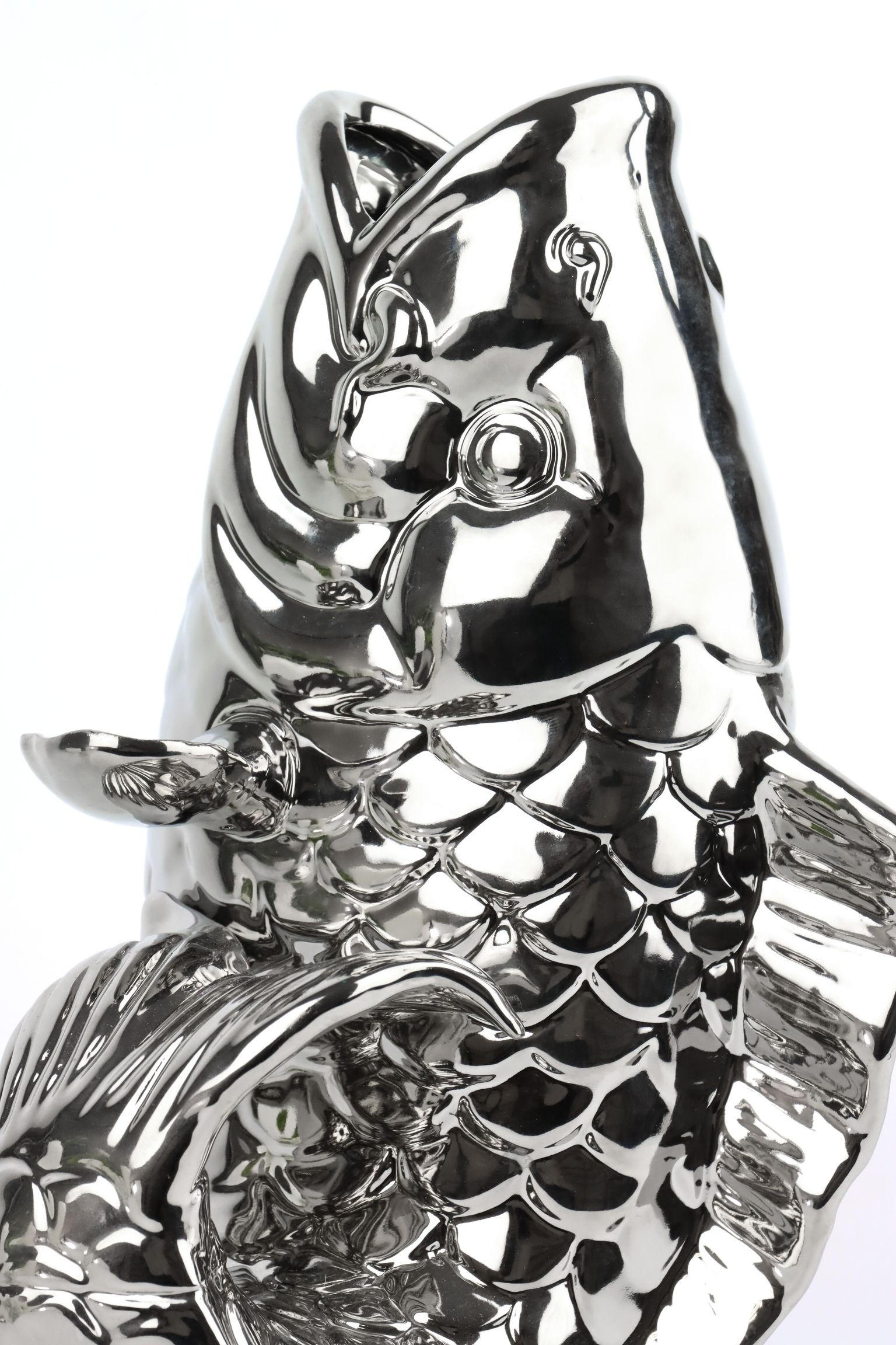 VASE Lucky Fish Silberfarben - Grün, Keramik (30cm) - FURNARO