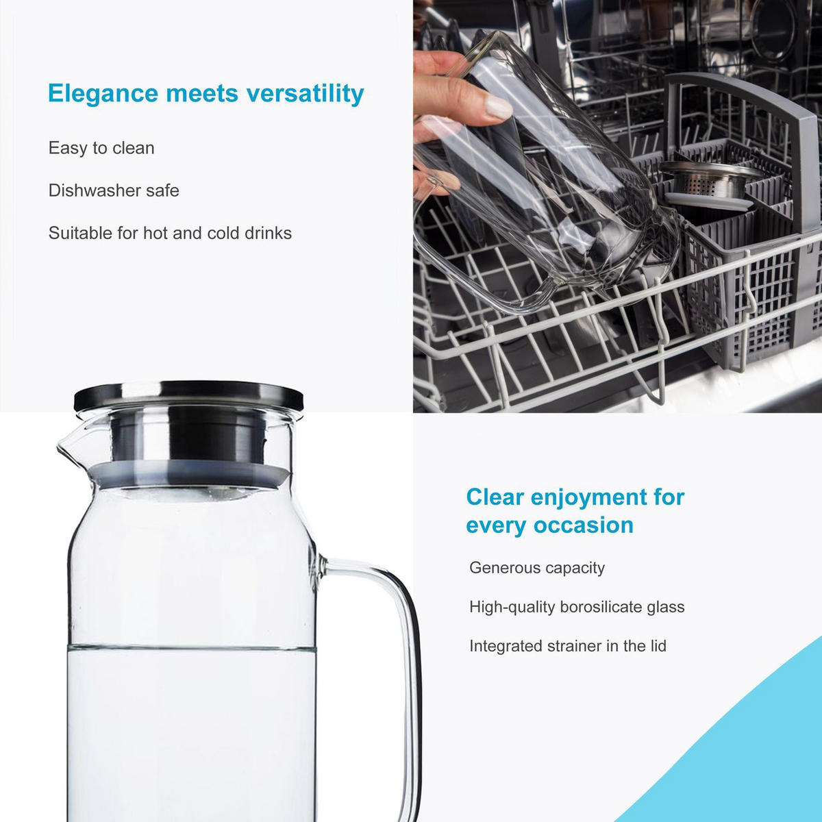 KARAFFE - Transparent, Glas (1.2L) - Intirilife