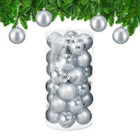30XWEIHNACHTSKUGELN - Silberfarben, Kunststoff (6/7/6cm) - Relaxdays