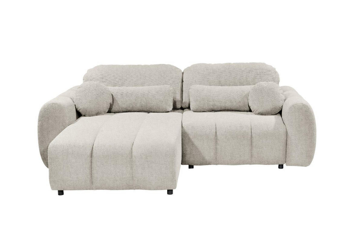 ECKSCHLAFSOFA mit Schlaffunktion und Bettkasten, beidseitig montierbar - Beige/Hellgrau, Holz/Kunststoff (260/192cm) - ed exciting design