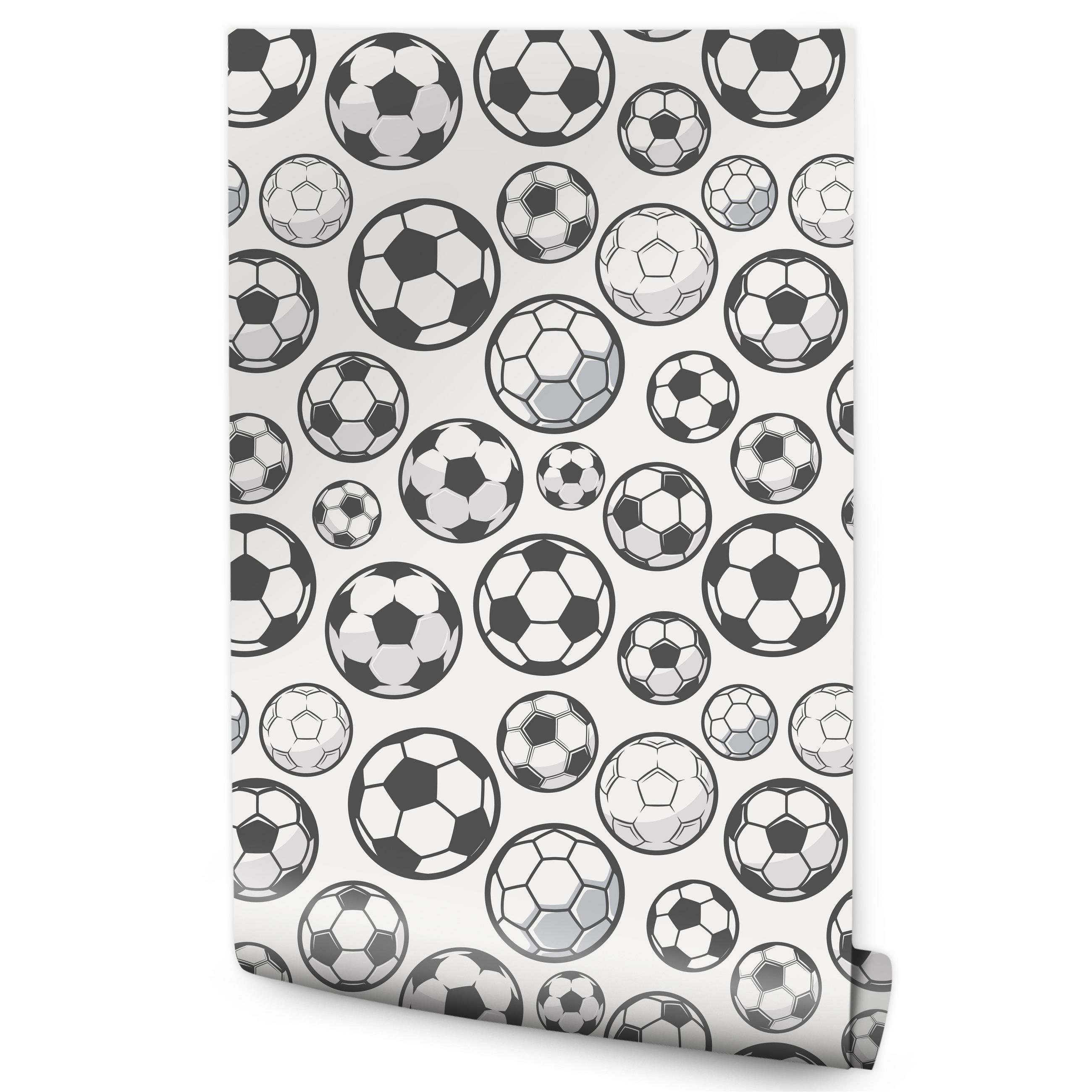 VLIESTAPETE Fußball-Skizzen – Schwarz, Weiß – 50x1000 cm - Schwarz/Weiß, Papier (50/1000cm) - Muralo