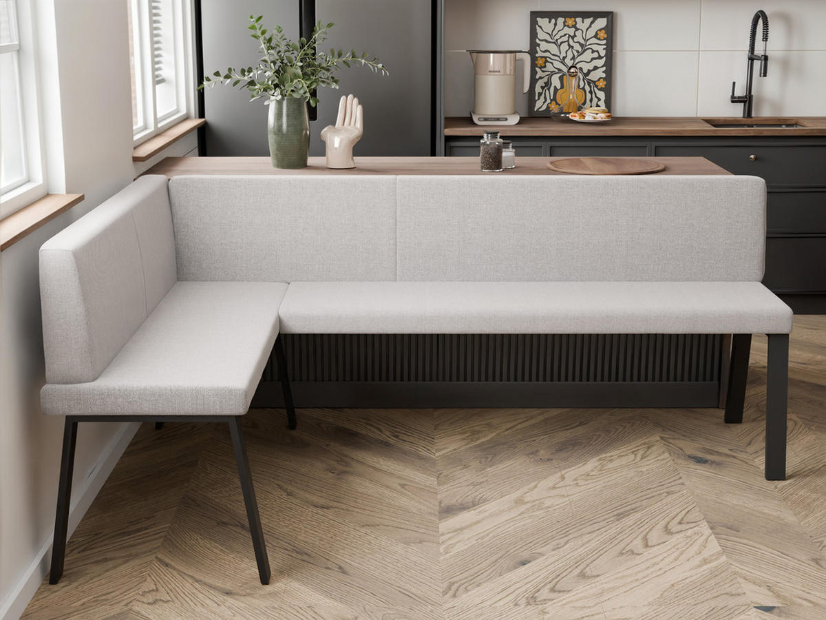 ECKBANK links MONO Y Webstoff glatt, 128/168 cm Beige - Beige, Textil/Metall (128/168cm) - Idohome