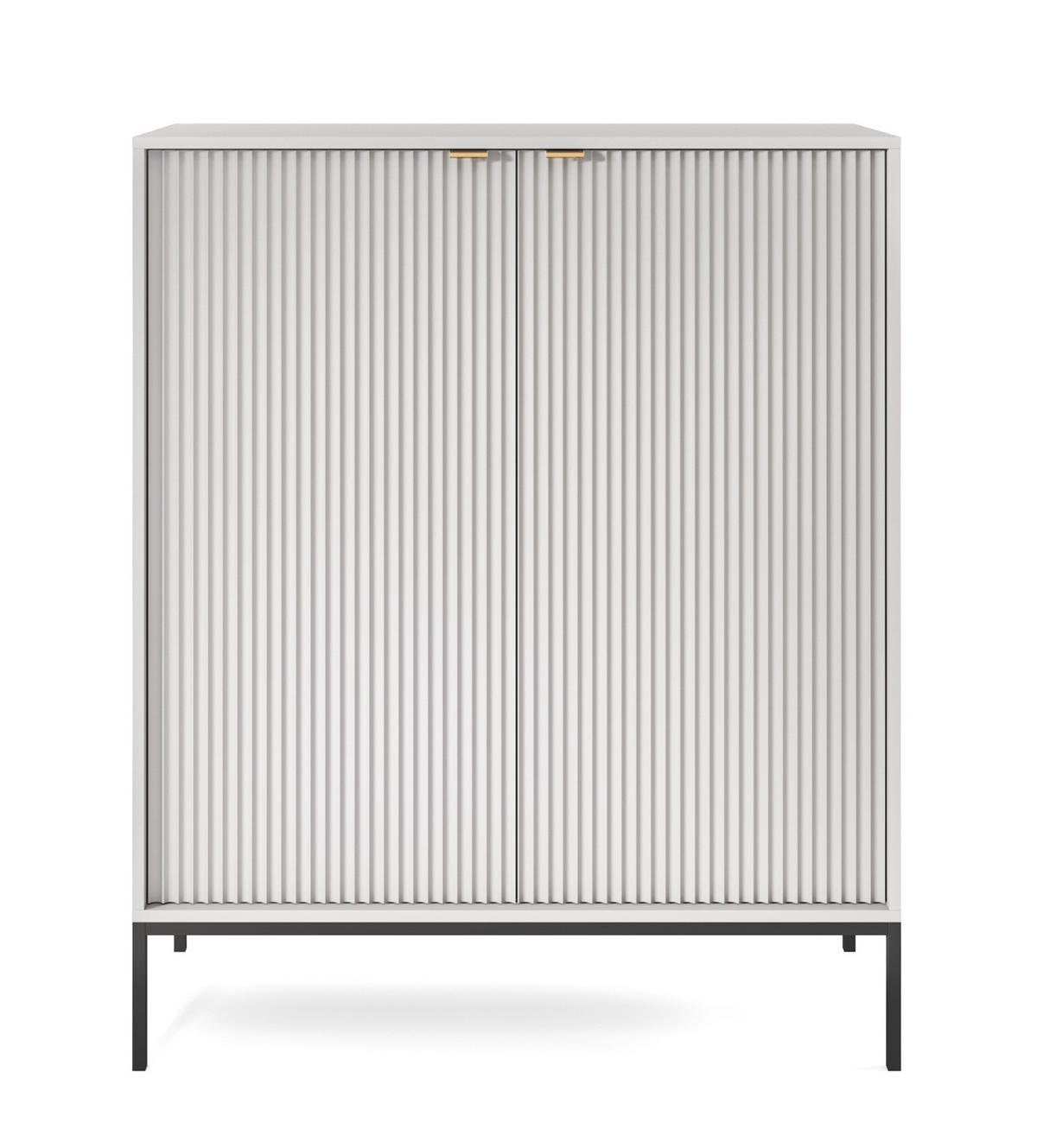 SIDEBOARD Eternas 2T Grau 104/125/39 cm – schwarze Füße, mit geriffelten Fronten - Schwarz/Grau, Holzwerkstoff (104/125/39cm) - AX Living