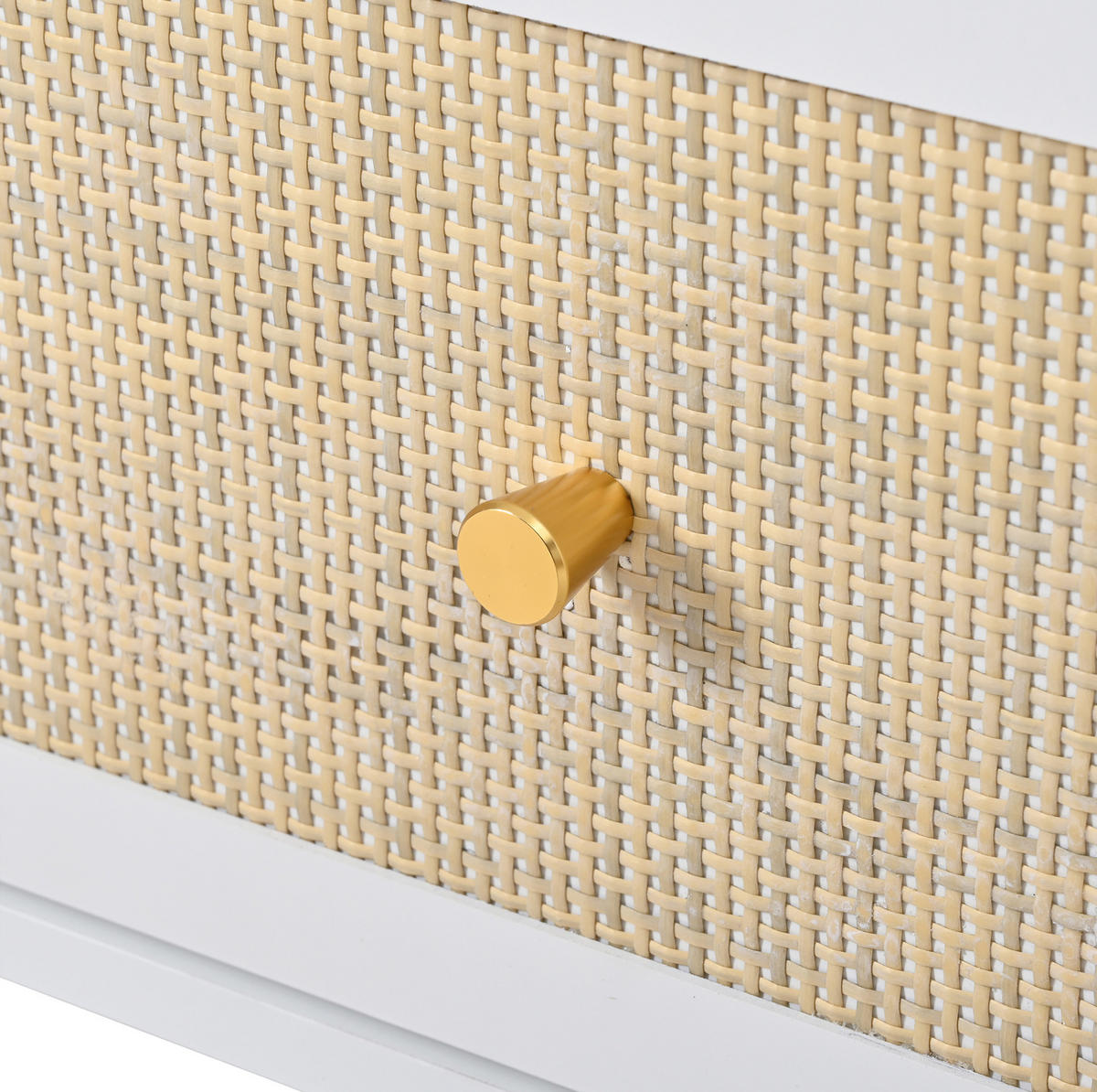 KLEIDERSCHRANK 80/175/48 cm Weiß/Natur aus Spanplatte mit PE-Rattan-Front - Weiß, Holzwerkstoff (48/175/80cm) - OKMYHOME