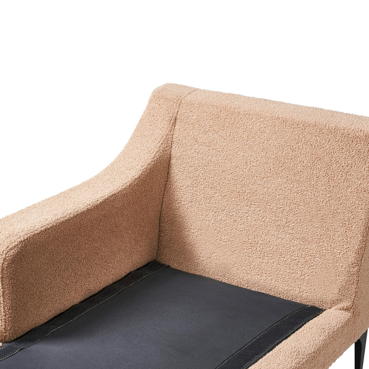 ČALOUNĚNÉ LEHÁTKO CHAISE LONGUE PRAVOSTRANNÉ Bouclé Pískově béžové Ewron - černá/písková barva, textil (150/70/72cm) - Beliani