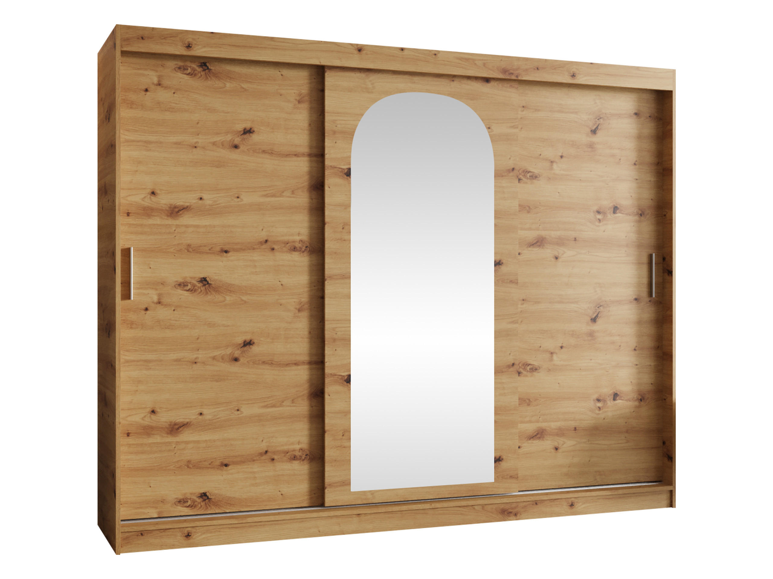 SCHWEBETÜRENSCHRANK Selfie 250 cm - Silberfarben/Eiche Artisan, Holzwerkstoff/Kunststoff (250/200/62cm) - MIRJAN24