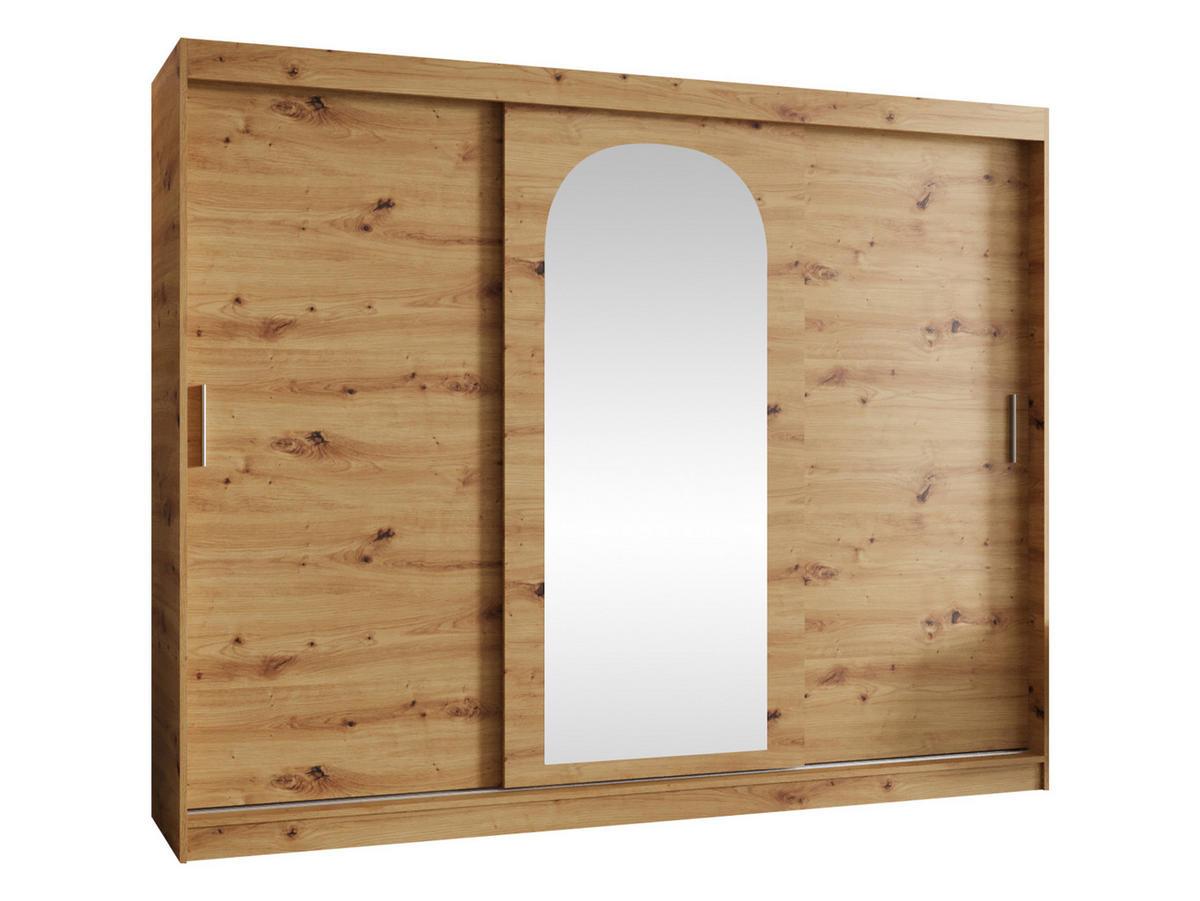 SCHWEBETÜRENSCHRANK Selfie 250 cm mit Schubladen - Silberfarben/Eiche Artisan, Holzwerkstoff/Kunststoff (250/200/62cm) - MIRJAN24