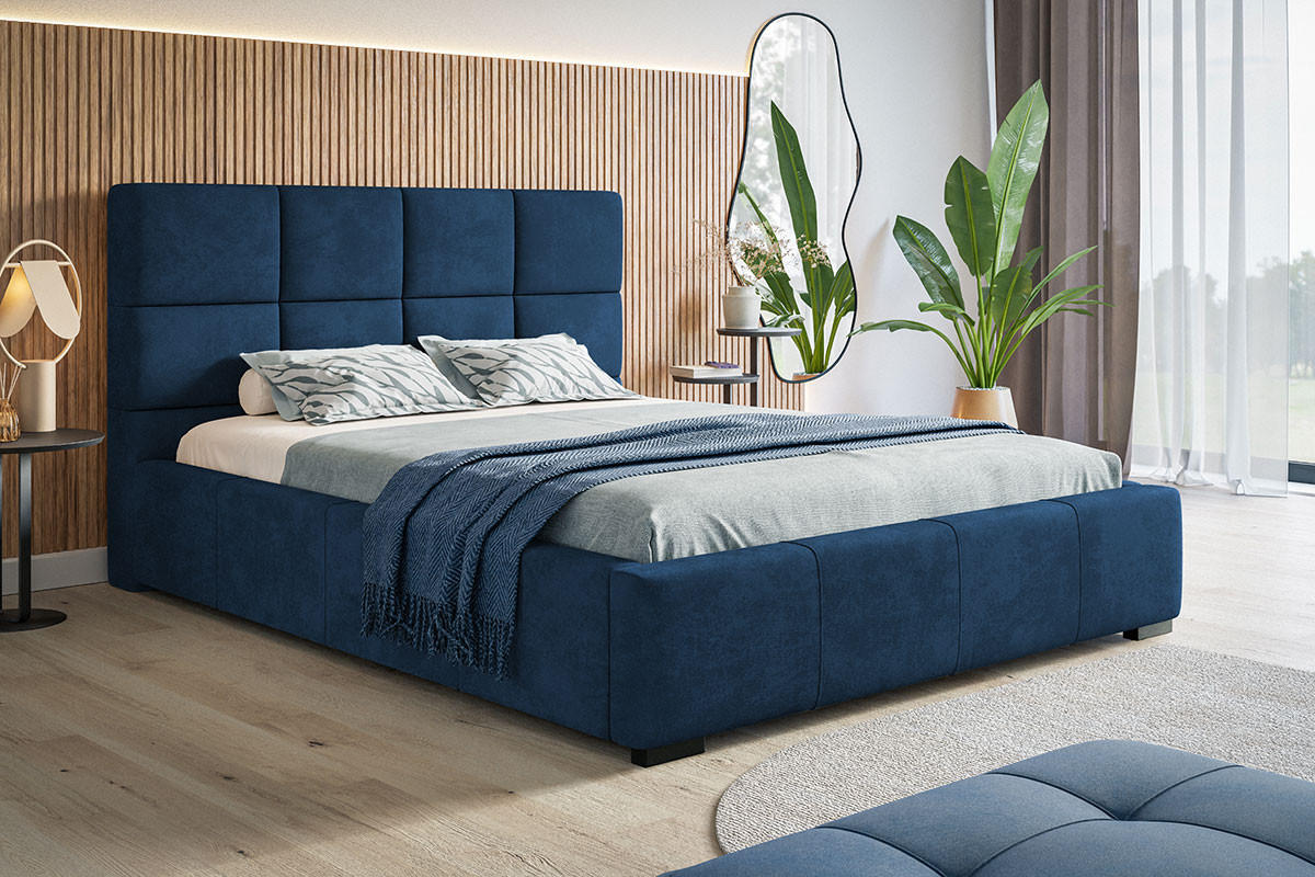 BETT Blau BEN 7 180x200 cm - Dunkelblau, Textil (180/200cm) - Sepro Meble
