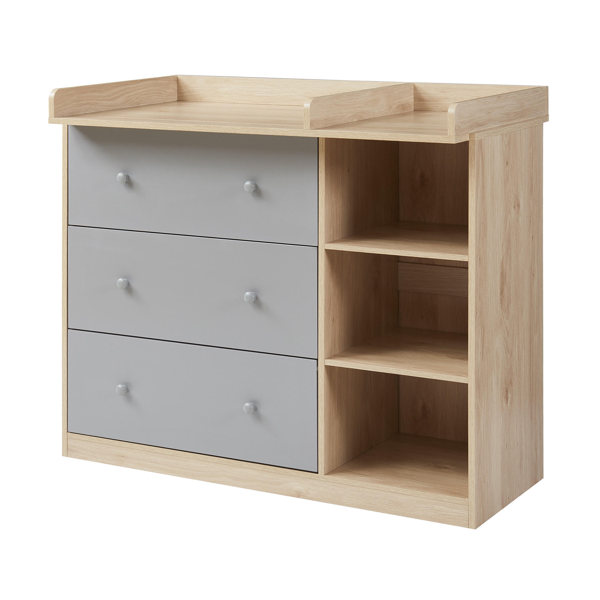 [en.casa] Wickelkommode Eiche, Grau 55x93x110 cm