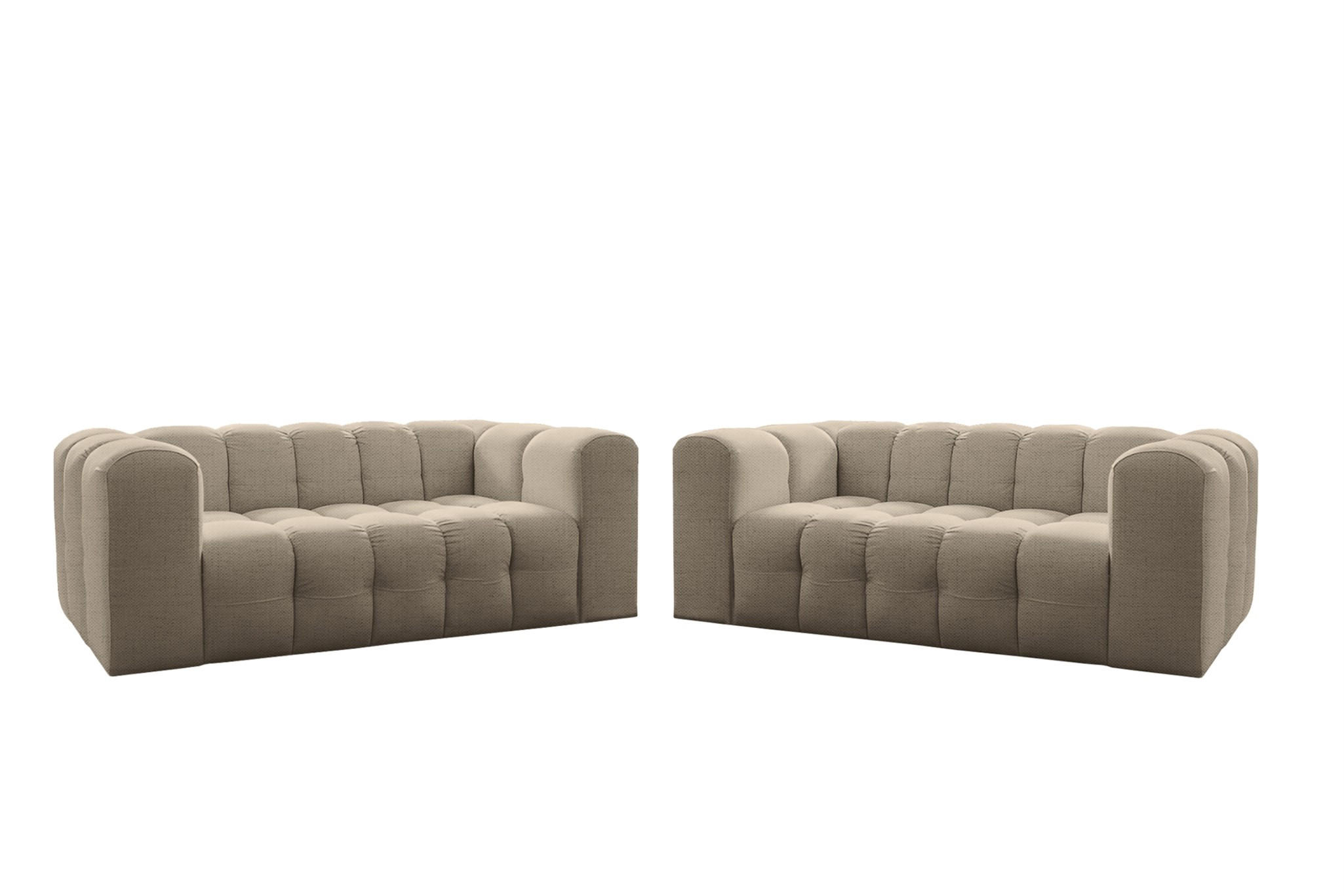 SOFASET Solvie 2-2 In Moly - Beige, Holzwerkstoff/Textil (200/75/106cm) - Fun Möbel