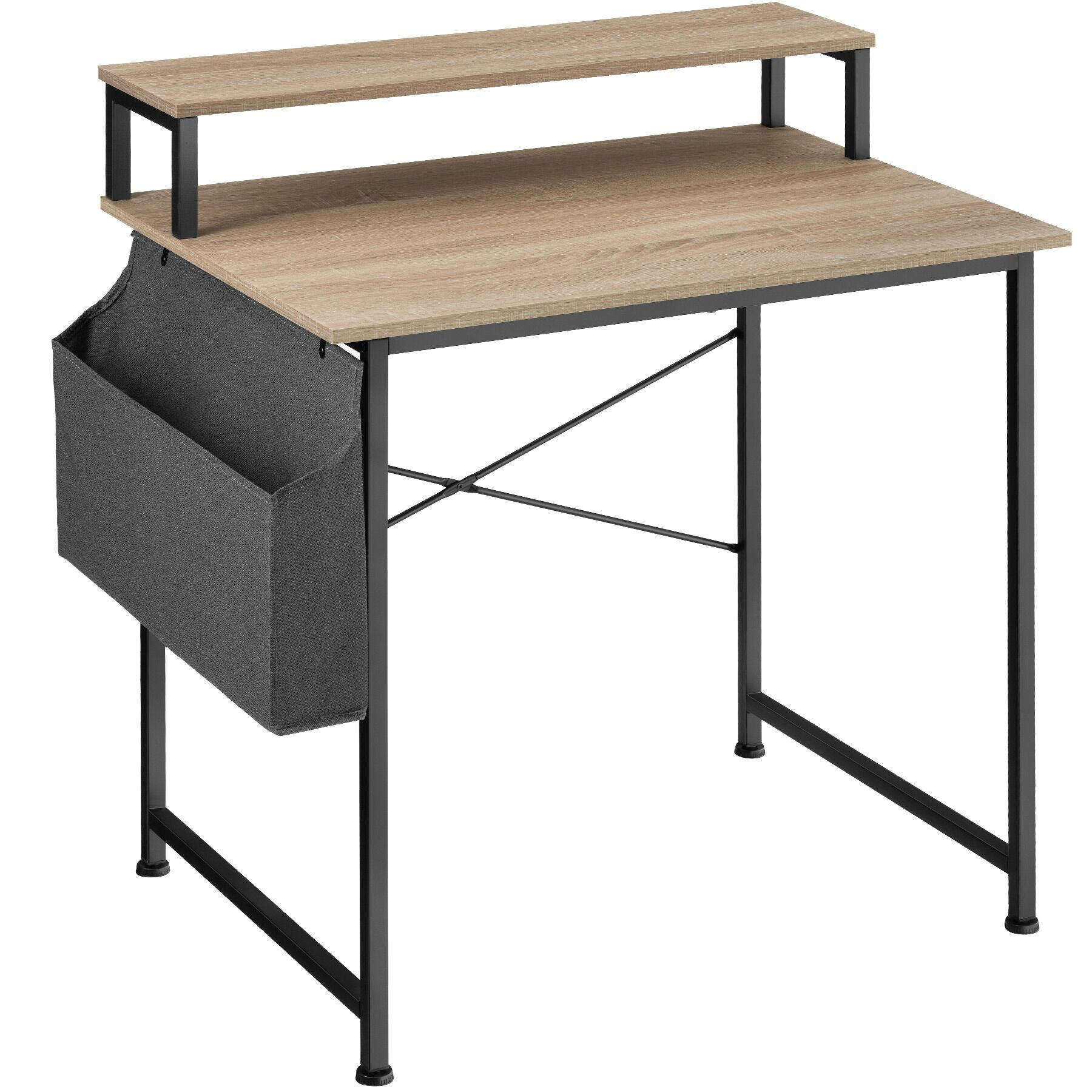 SCHREIBTISCH Everett, 80 x 55 x 90 cm, Industrial Holz hell, Eiche Sonoma - Naturfarben, Holzwerkstoff (55/80/90cm) - tectake