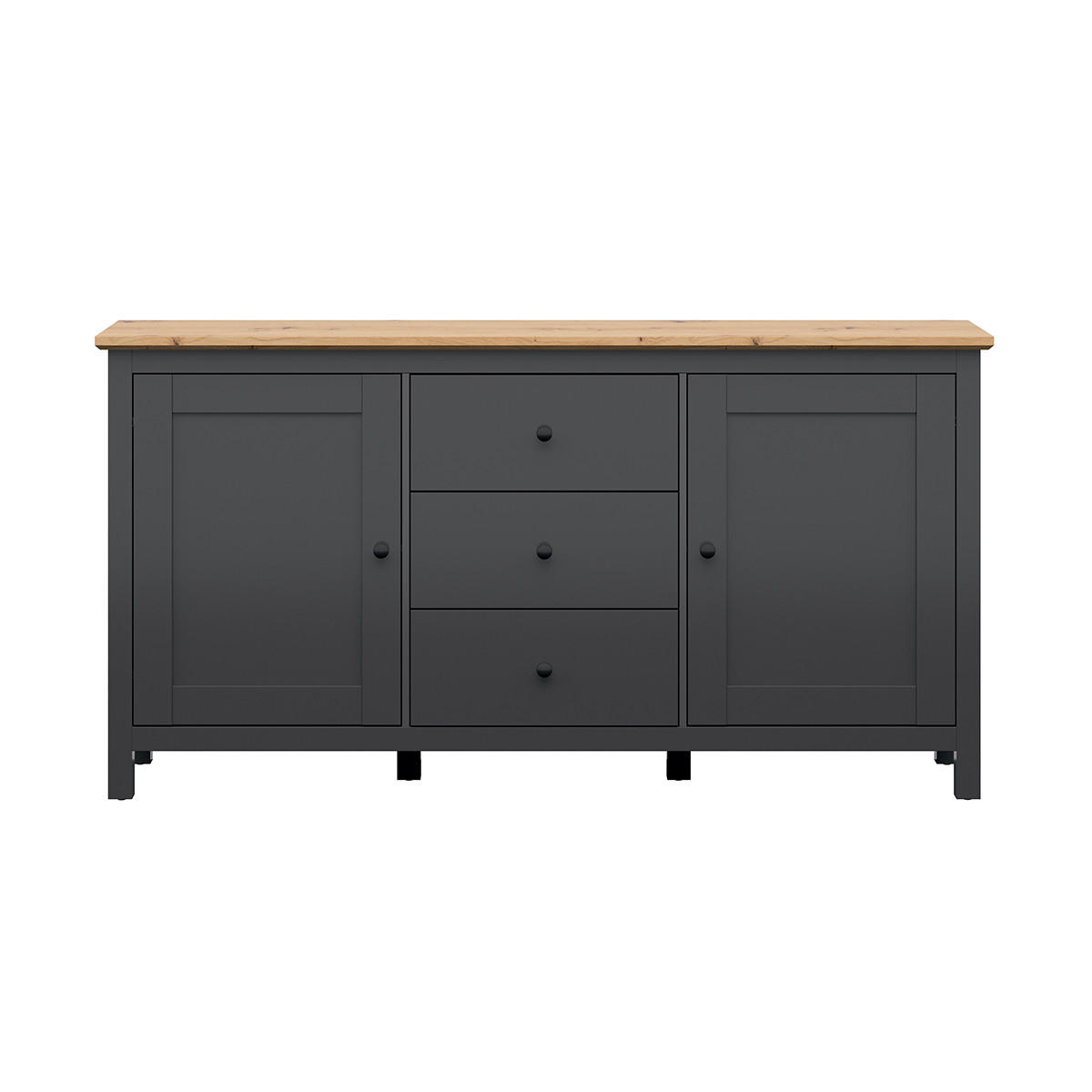 SIDEBOARD Duck Anthrazitgrau und Holz - Grau, Holzwerkstoff (186/96/44cm) - Petits-meubles