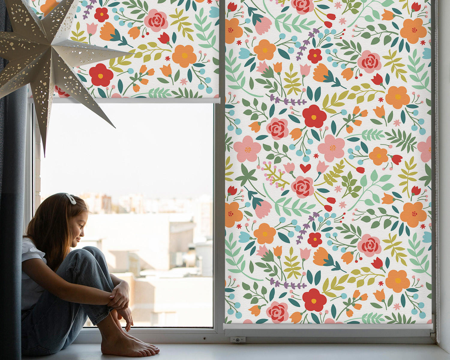 VERDUNKELUNGSROLLO 60x140 cm Gemalte Blumen - Grün, Textil (60/140cm) - TULUP