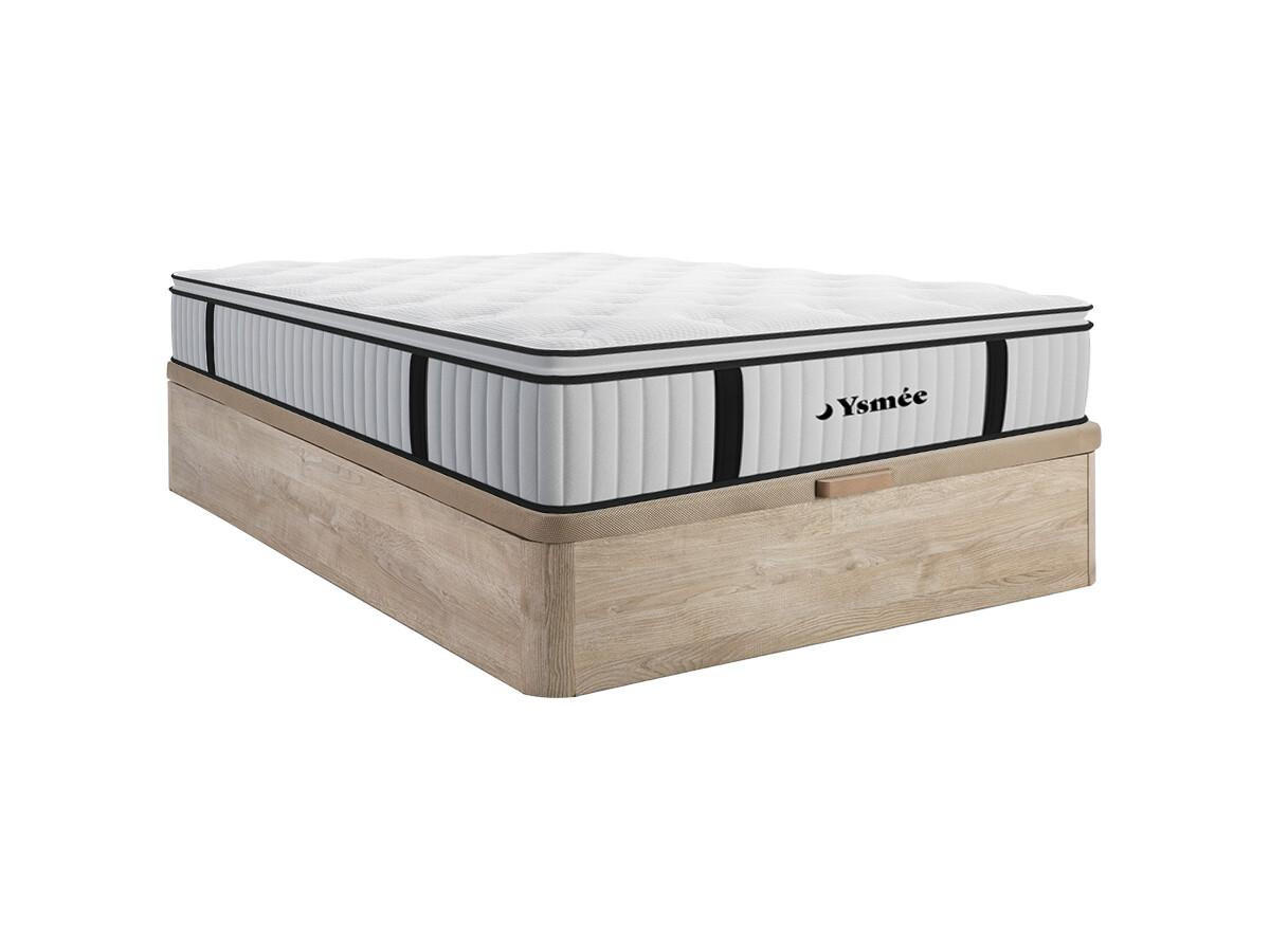 MATRATZE und Bettgestell mit Lattenrost und Bettkasten - 2 Personen - stoff - naturfarben hell American Dream - Naturfarben, Holz/Holzwerkstoff (140/200cm) - Vente-Unique