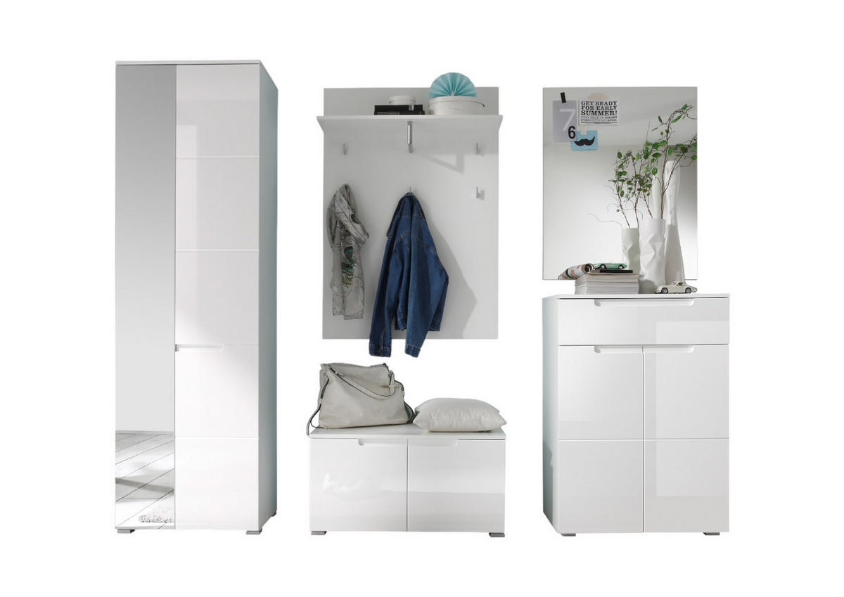 GARDEROBE 5-teilig in 210/198/40 cm - Weiß, Holz (210/198/40cm) - moebel dich auf