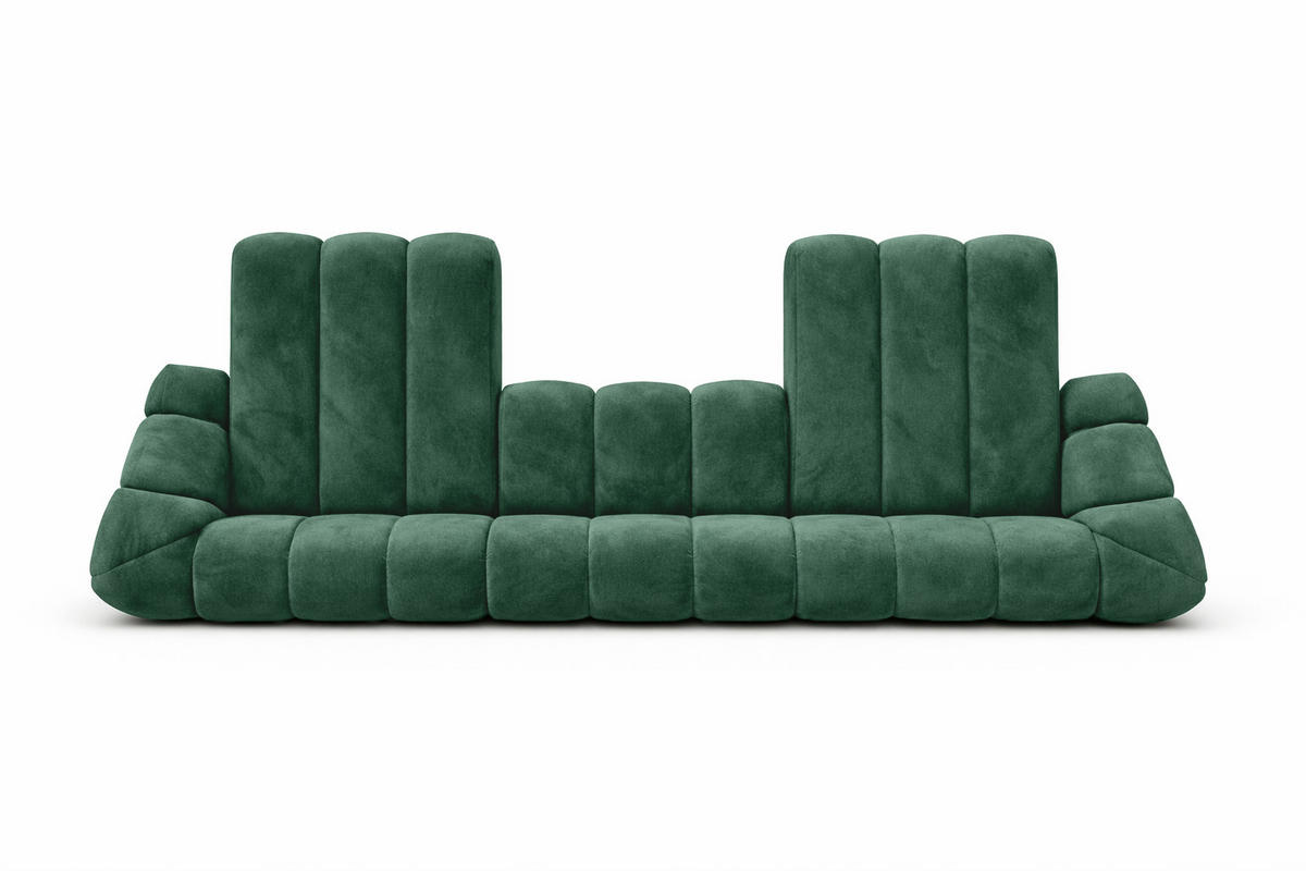 ECKSOFA Modulare U-Form, Veloursstoff Bluvel, Grün, CROISSANT U - Grün, Holz (413/72/190cm) - Kaiser Möbel