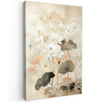 LEINWANDBILD Blumen - Japandi - Wabi sabi 90x140 cm - Sandfarben, Textil (90/140cm) - MuchoWow