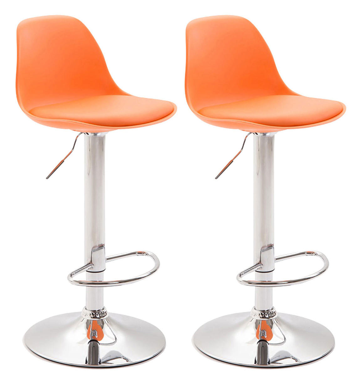 BARHOCKER 2er Set Lederlook orange - Chromfarben/Orange, Kunststoff/Textil (39/82/43cm) - CLP