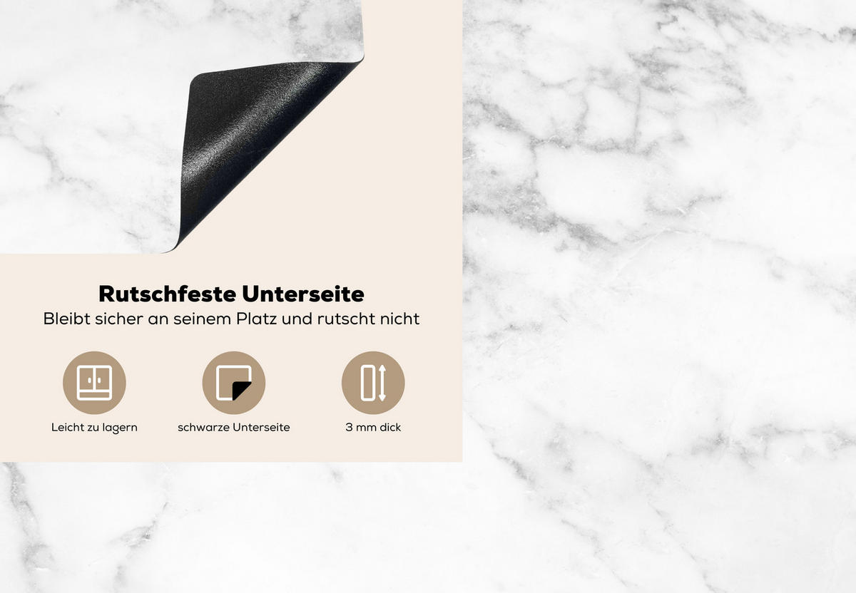 HERDABDECKPLATTE Marmor - Grau - Weiß - Strukturierter Marmor 75x52 cm - Weiß, Kunststoff (75/0.2/52cm) - MuchoWow