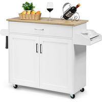 KÜCHENWAGEN Kücheninsel Weiß - Weiß, Holz (40/85/116cm) - COSTWAY