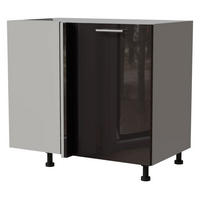 ECK-KÜCHENSCHRANK Essen D13U/90 Schwarz Hochglanz / Grau Matt 90 / 50 / 82cm - Schwarz Hochglanz/Schwarz, Holz/Holzwerkstoff (90/82/50cm) - Feldmann-Wohnen