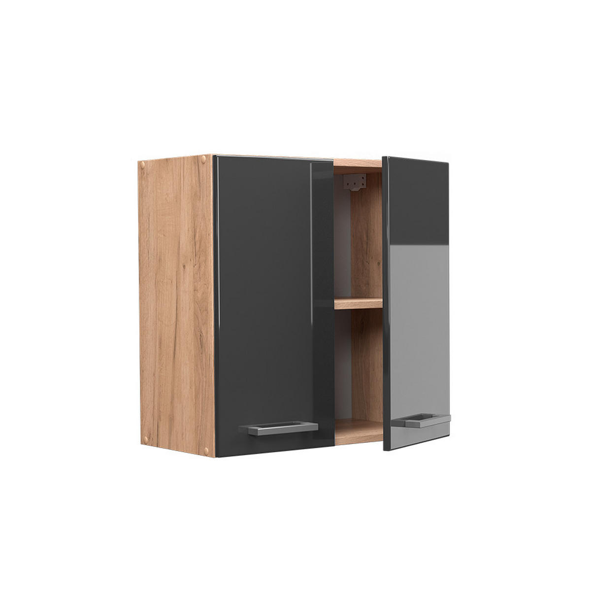HÄNGESCHRANK R-Line Anthrazit Hochglanz 60 cm - Honigeiche/Schwarz Hochglanz, Holzwerkstoff (60/60/31cm) - Vicco