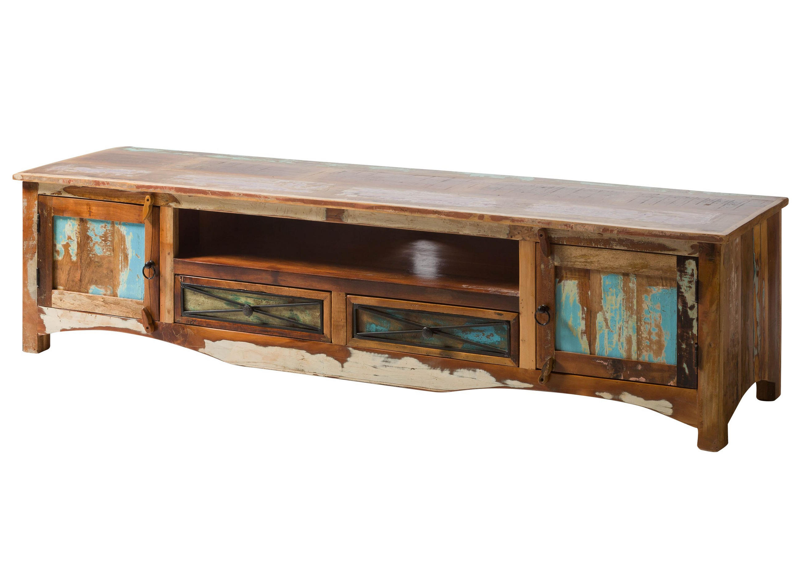 TV-BOARD Altholz 200x50x50 mehrfarbig lackiert NATURE OF SPIRIT #137 - Multicolor, Holz (50/50/200cm) - Massivmoebel24