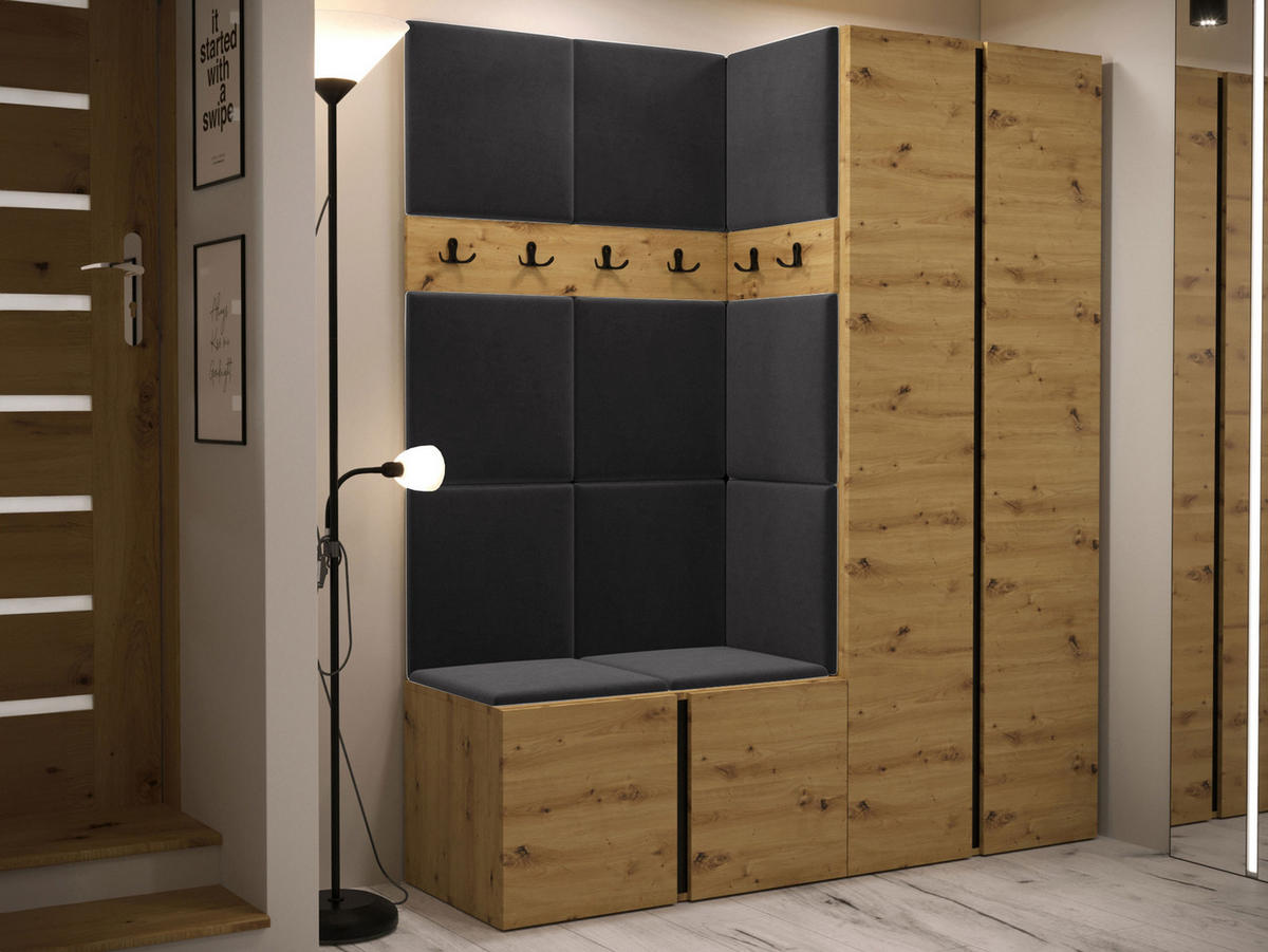 GARDEROBEN-SET Orion III - Anthrazit/Eiche Artisan, Holzwerkstoff/Kunststoff (158/186/46cm) - MIRJAN24