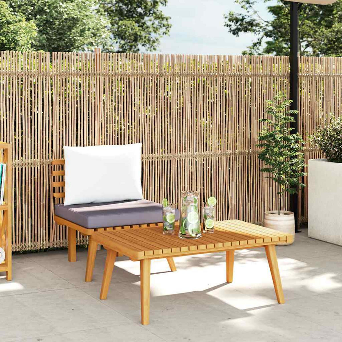 GARTEN-LOUNGE-SET 2-TLG. Mit Kissen Massivholz Akazie - Grau, Holz - vidaXL