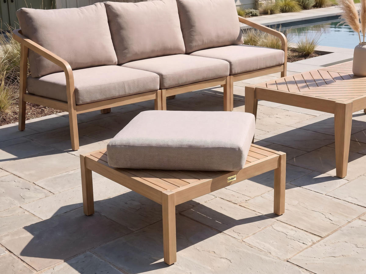 OTTOMANE Hellbraun Rivello - Hellbraun/Beige, Holz (66/42/66cm) - Beliani