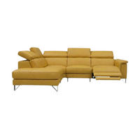 ECKSOFA Antares Echtleder mit 1 x Relaxfunktion Senfgelb - Gelb, Leder/Metall (224/276cm)