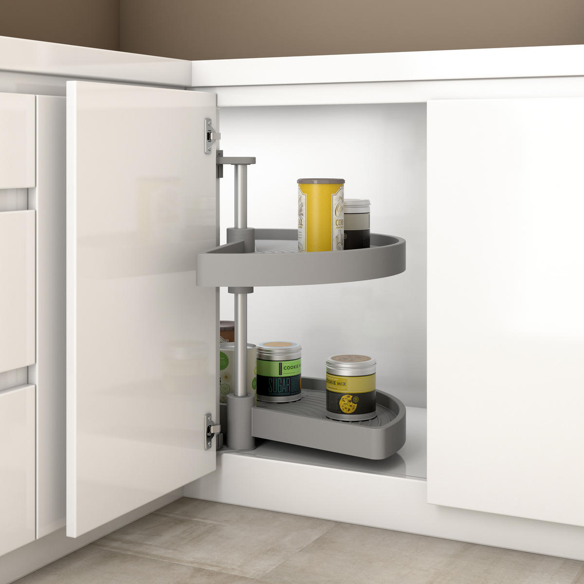 DREHPLATTEN Shelvo 1/2, für 800mm Modul, Kunststoff und Aluminium, Grau 2er-set - Grau, Kunststoff (80/55/39cm) - EMUCA