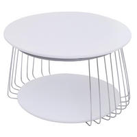 MIZA za kavč okrogla bela, srebrna - srebrne barve/bela, les (70/70/44cm) - MCW