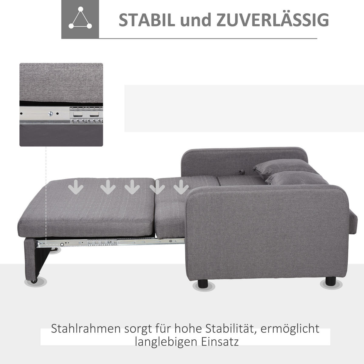 SCHLAFSOFA mit Stauraum, Grau - Grau, Textil (136/84/92cm) - HOMCOM
