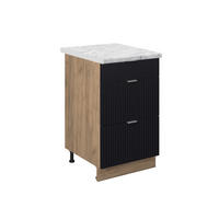 KÜCHENUNTERSCHRANK Fame-Line, Schwarz gestreift, 50 cm, AP Eiche - Honigeiche/Eiche Wotan, Holzwerkstoff (50/82/60cm) - Vicco